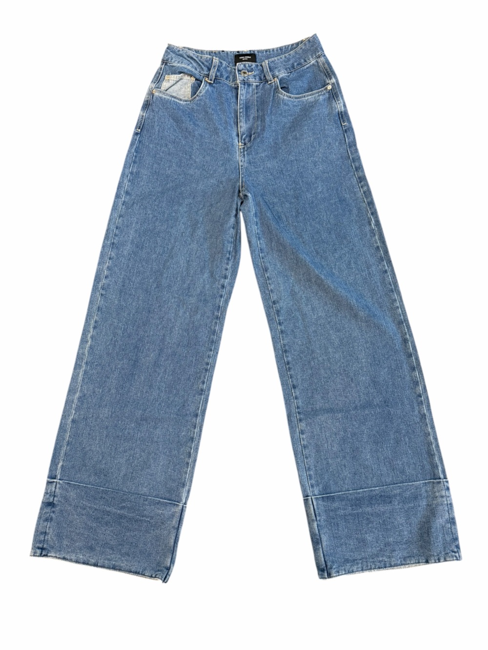 Vero Moda Kathy Super High Rise Wide Leg Fold-Up Jeans Size 28